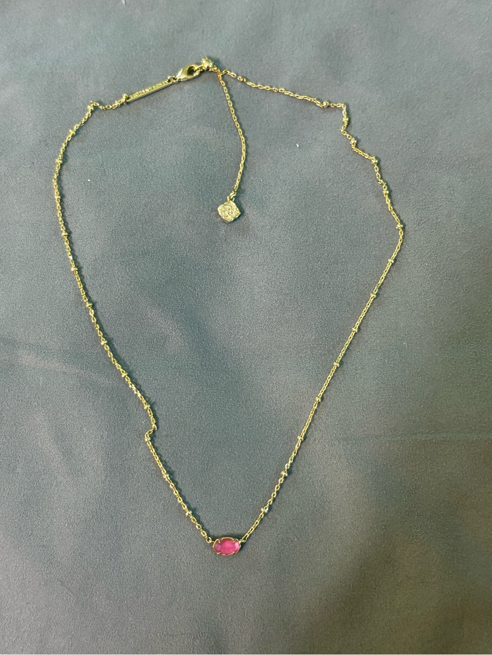 Kendra Scott Gold Necklace with Pink Stone Layoring